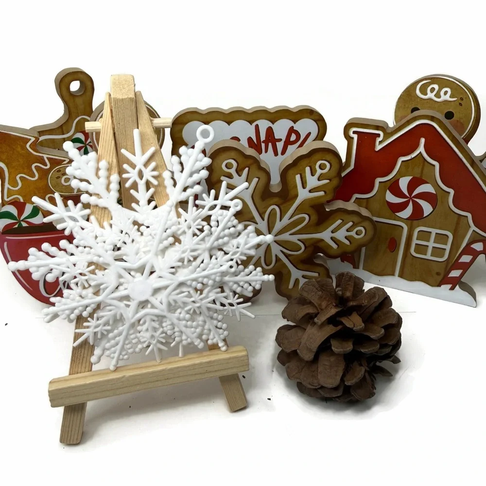 Festive Holiday Tiered Tray Decor Lot 11 Pieces